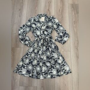 ANTHROPOLOGIE Black and White Patterned Dress 🖤🤍